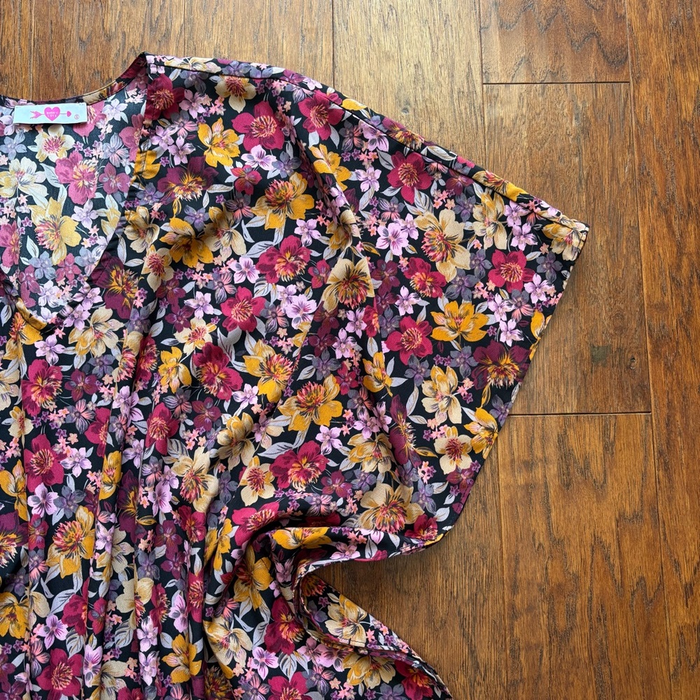Buddy Love North Tunic | Oversized Poncho Style Top In Florals | Size S - Picture 5 of 8